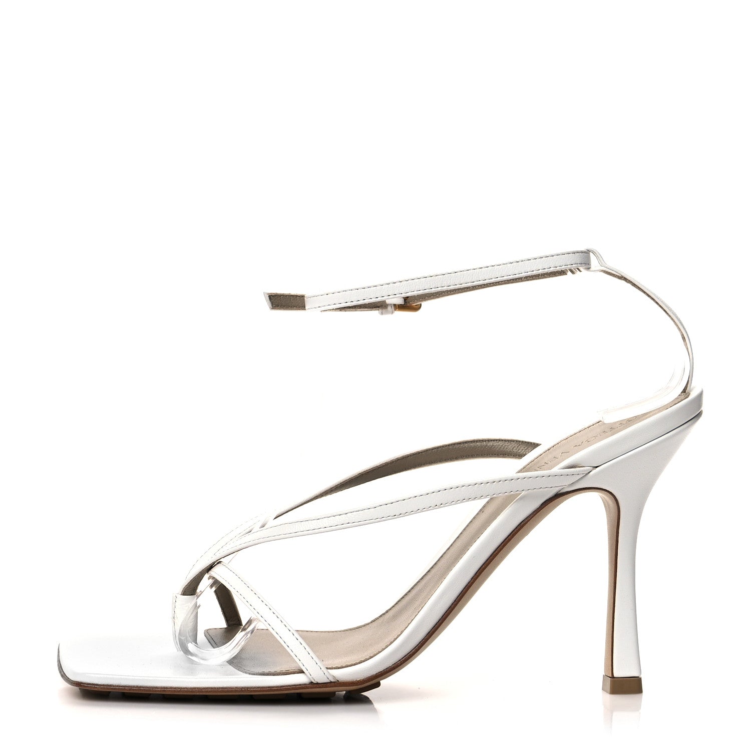 Bottega Veneta Lambskin Stretch Multi Strap 90mm Sandals 39.5 Optic White 1 of 7