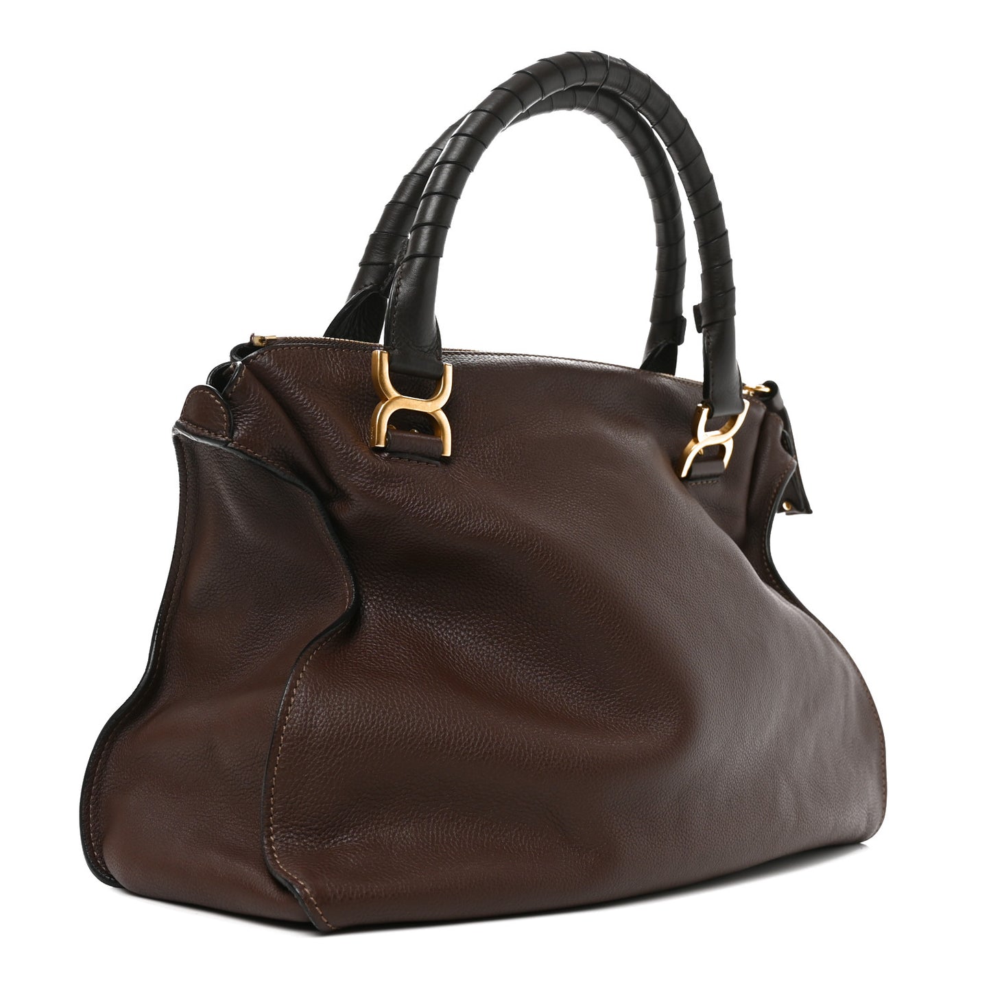 Calfskin Large Marcie Satchel Ebony