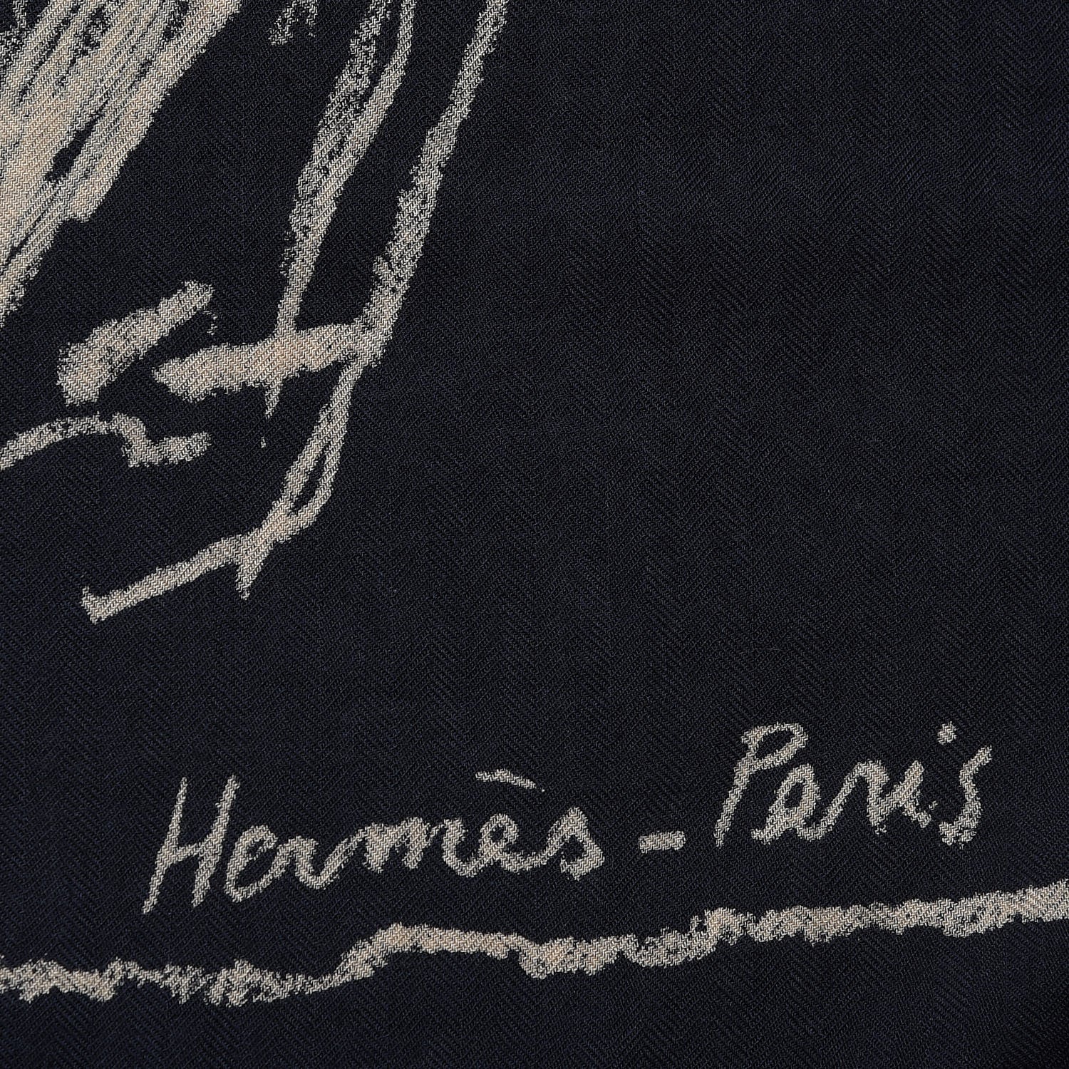 Hermes Cashmere Silk Pirouette au Galop Shawl 140 Marine Naturel Beige 3 of 6
