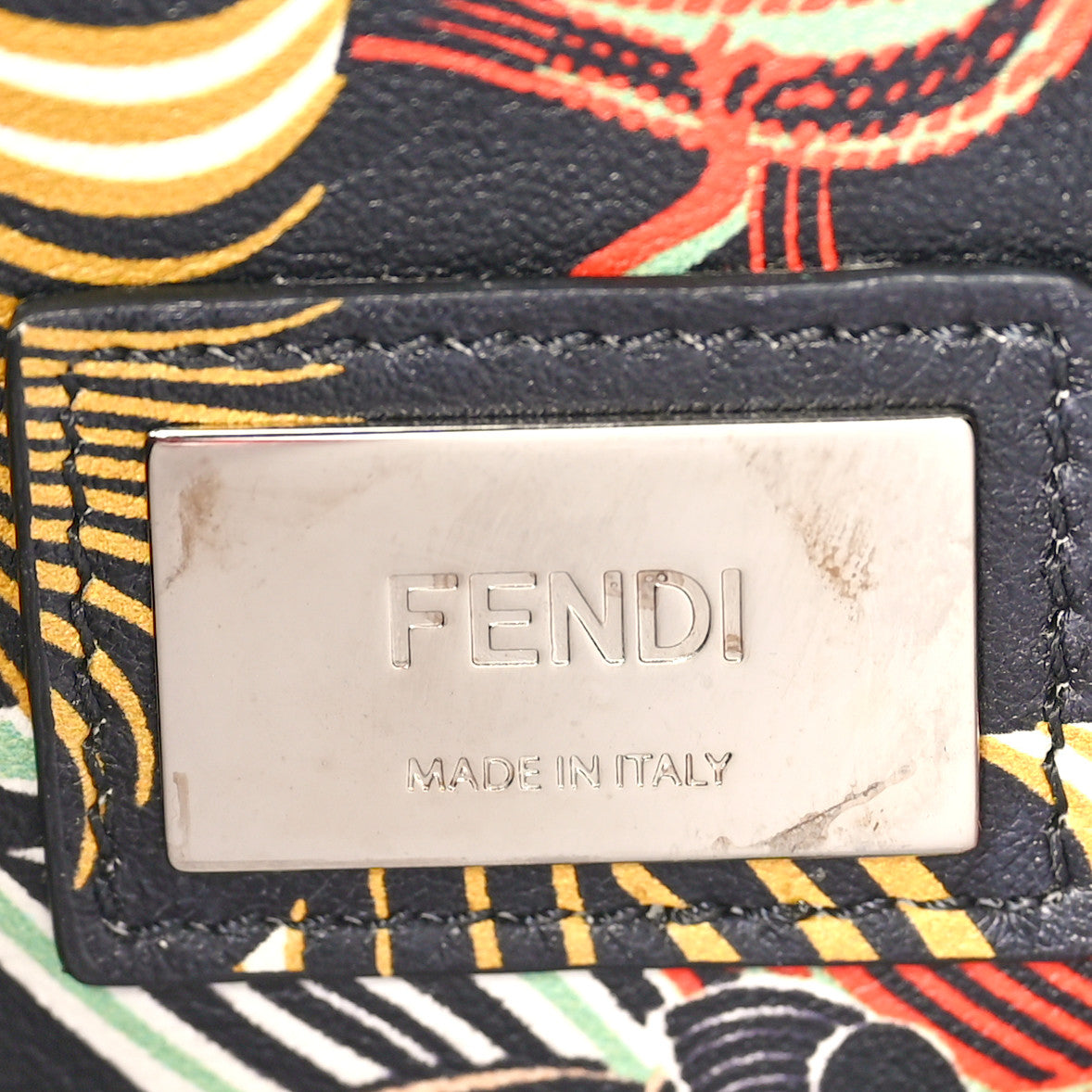 Fendi Calfskin Orchid Large Peekaboo Iconic Satchel Black Multicolor 6 of 9