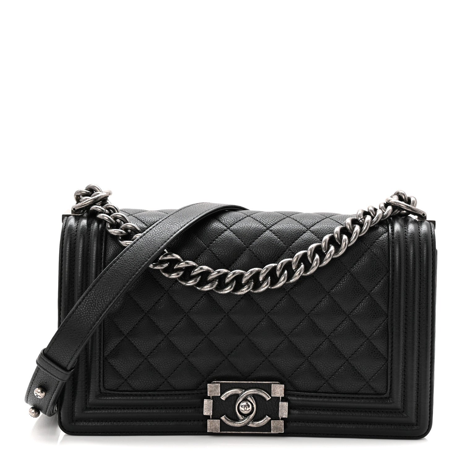 Chanel Grained Calfskin Quilted Medium Boy Flap Black 1 of 11