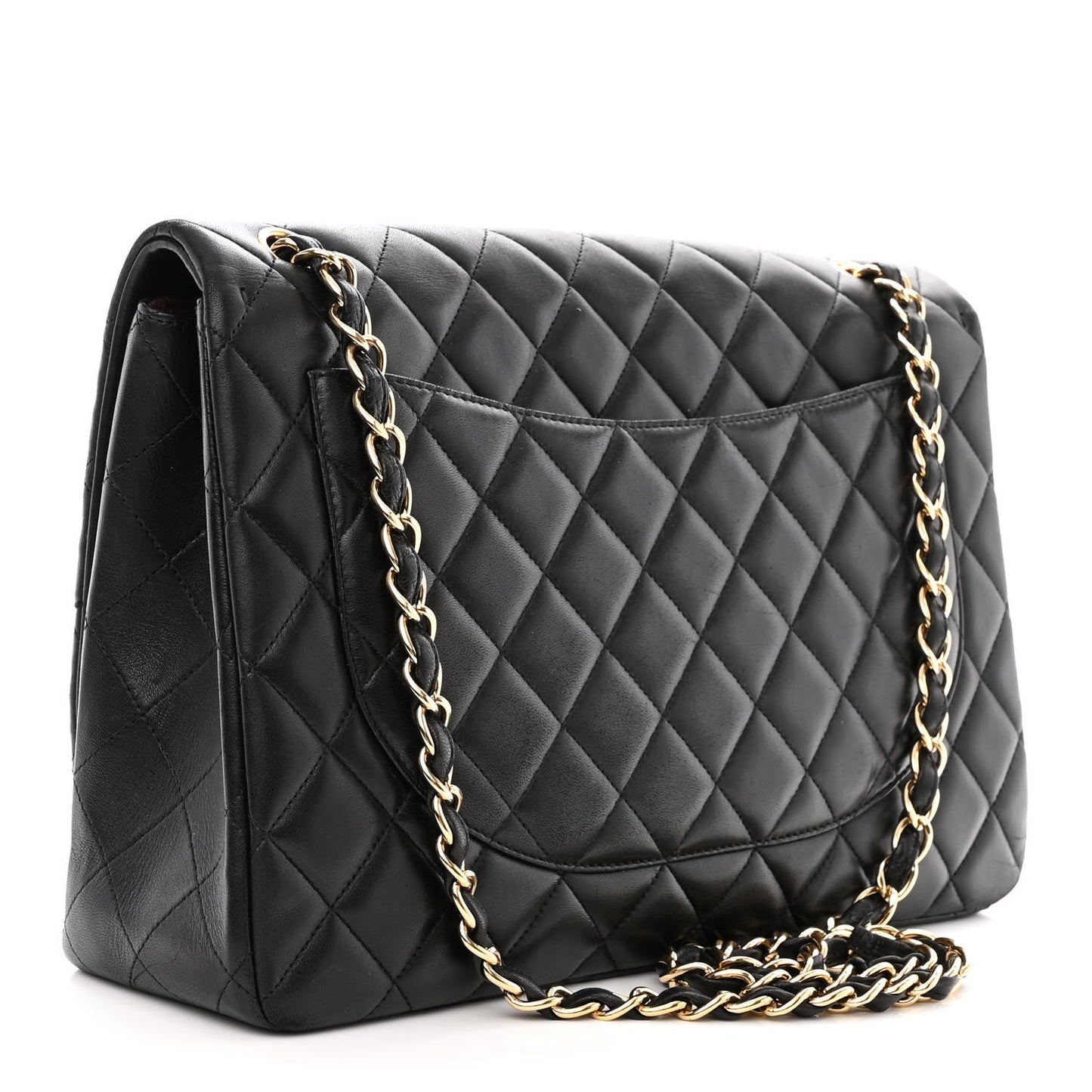 Lambskin Quilted Maxi Single Flap Black