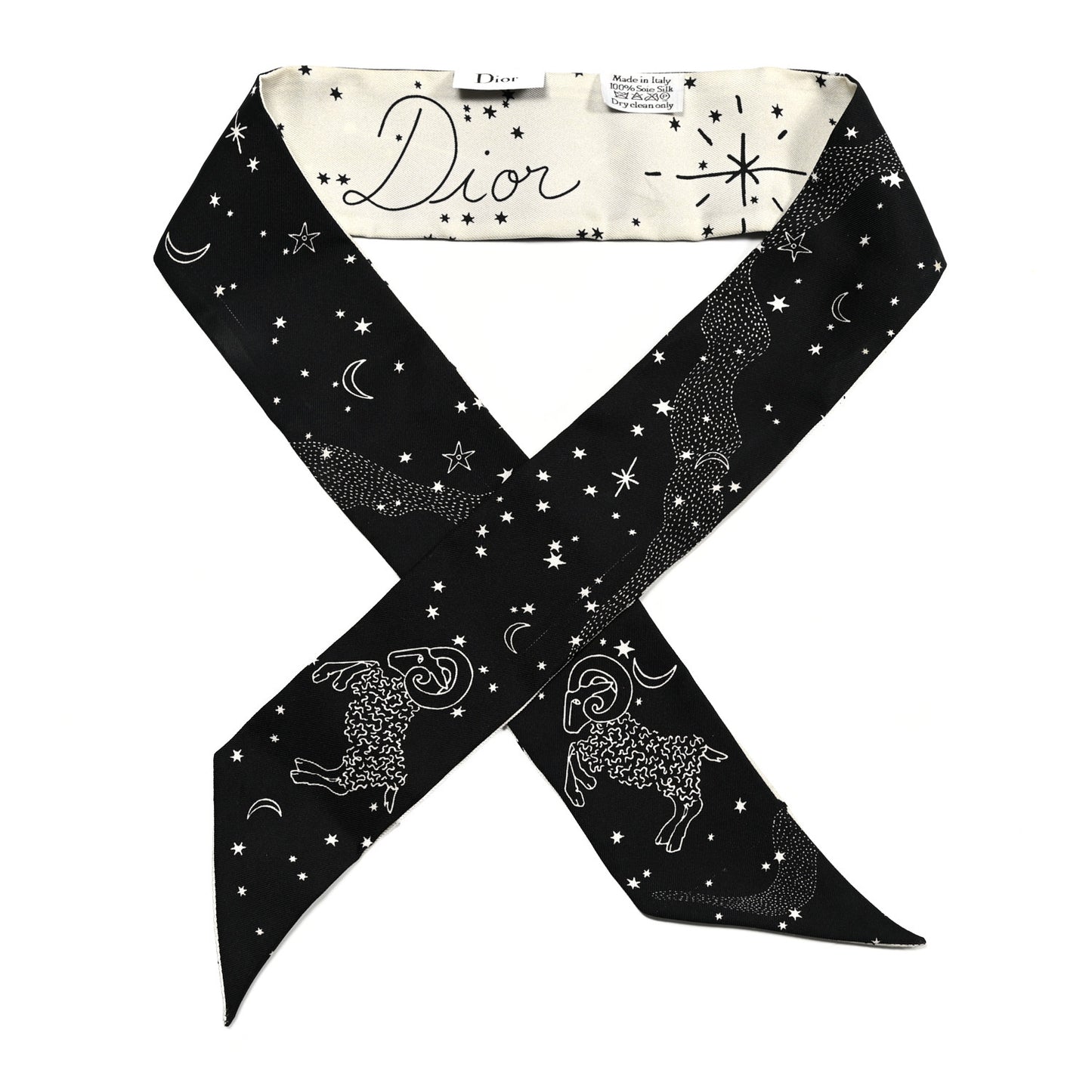 Silk Zodiac Aries Mitzah Scarf Black