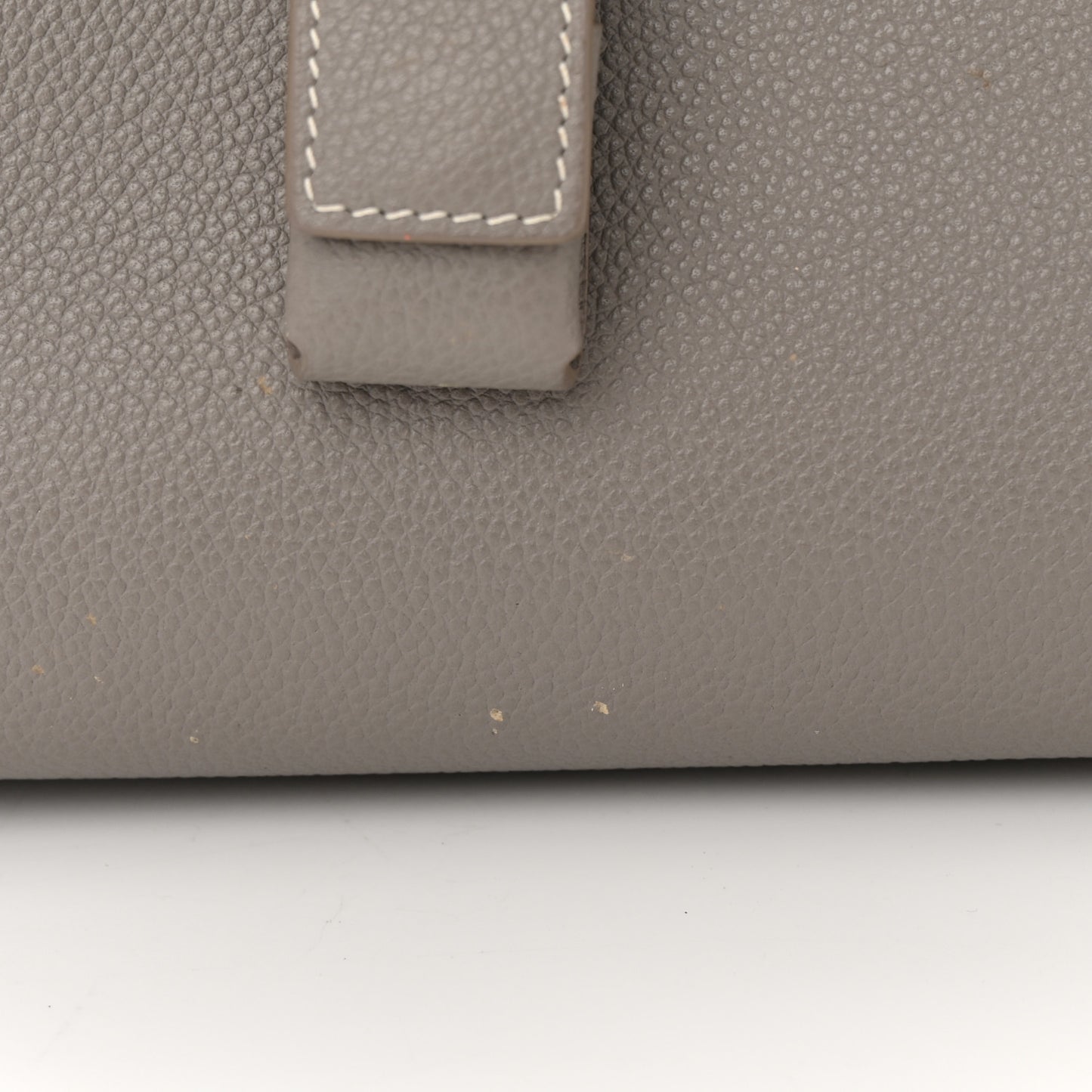 Grained Calfskin Topstich Baby Sac De Jour Fog