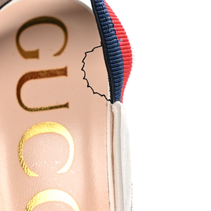 Gucci Malaga Kid Web Bee Star Embroidered Sylvie High Heel Slingback Pumps 39 White 8 of 9