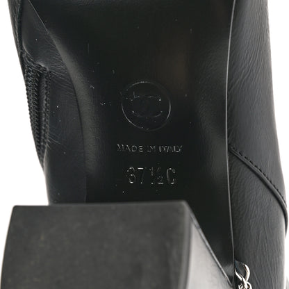 Chanel Crumpled Calfskin Cap Toe Chain Short Boots 37.5 Black 6 of 8