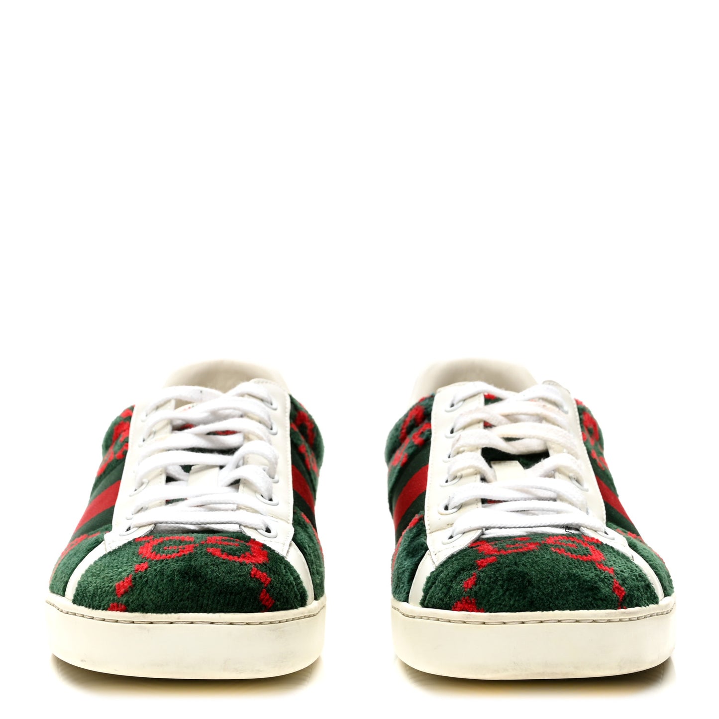Covered Wool Big GG Monogram Mens Sneakers 8.5 Green Red