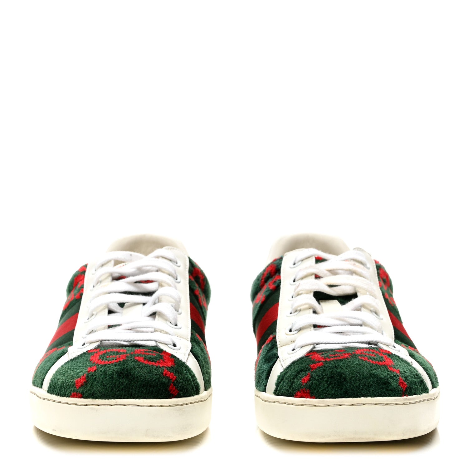 Gucci Covered Wool Big GG Monogram Mens Sneakers 8.5 Green Red 2 of 10