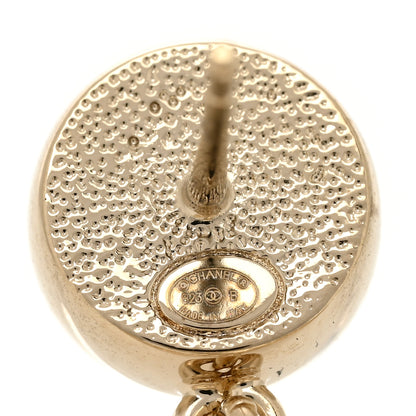 Chanel Metal Crystal CC Drop Earrings Gold 4 of 4