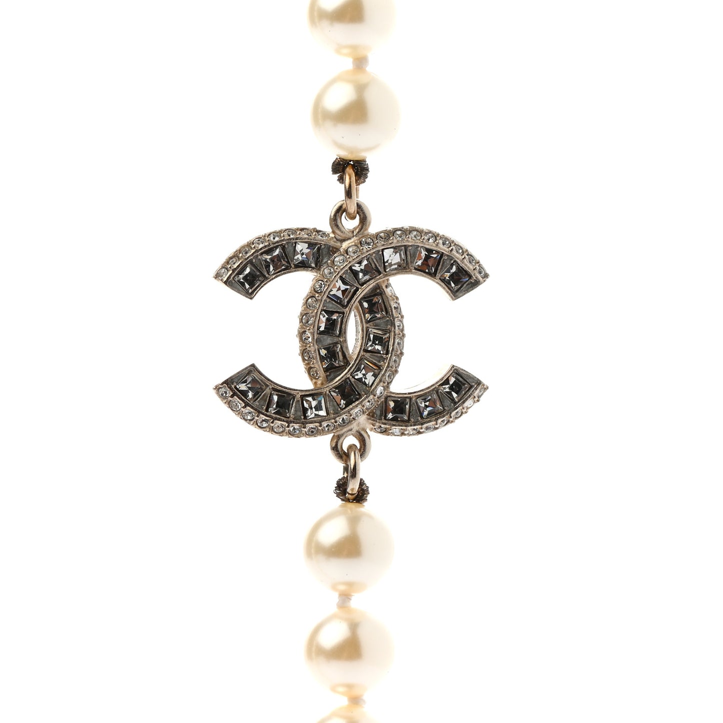 Pearl CC Long Necklace Light Gold