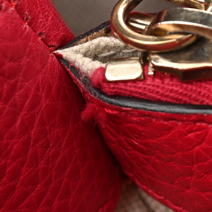 Gucci Pebbled Calfskin Bi-Color Medium Bamboo Shopper Tote Fuchsia Orange 30 of 37