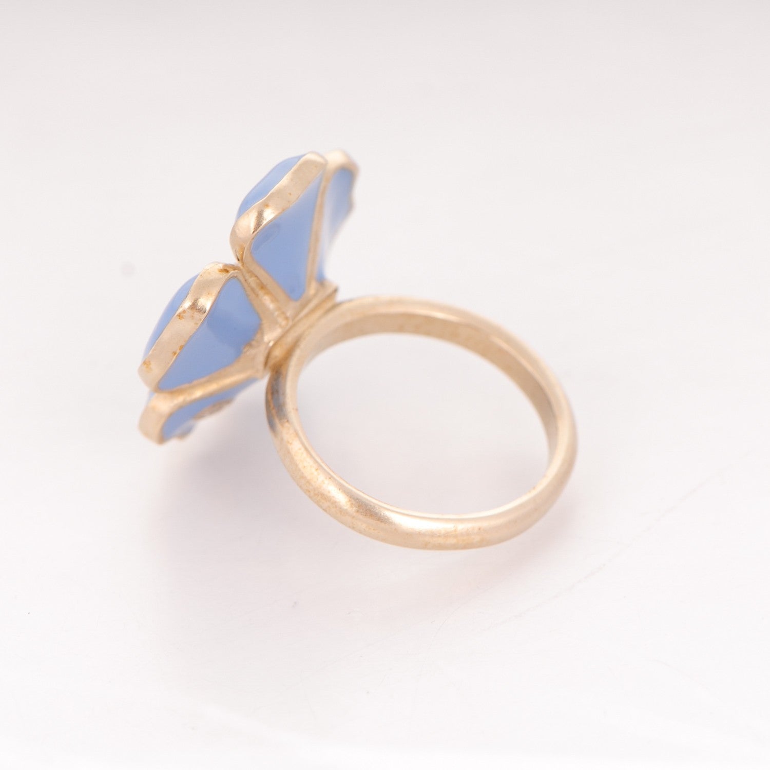Chanel Enamel Crystal CC Camellia Ring 5 Blue 3 of 4