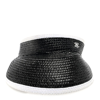 Chanel Raffia Visor M Black White 3 of 7