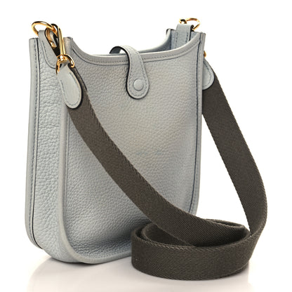 Hermes Taurillon Clemence Amazone Evelyne TPM Bleu Pale Etain 3 of 11