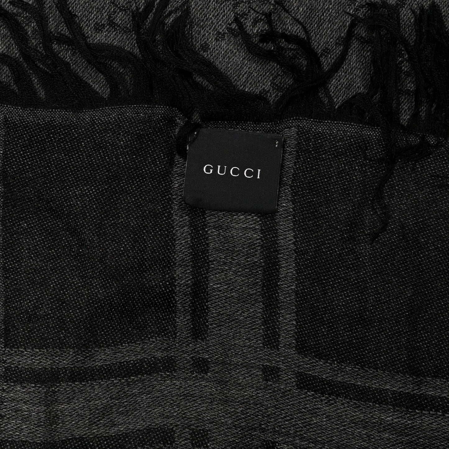 Wool Silk Diamante Monogram Shawl Grey