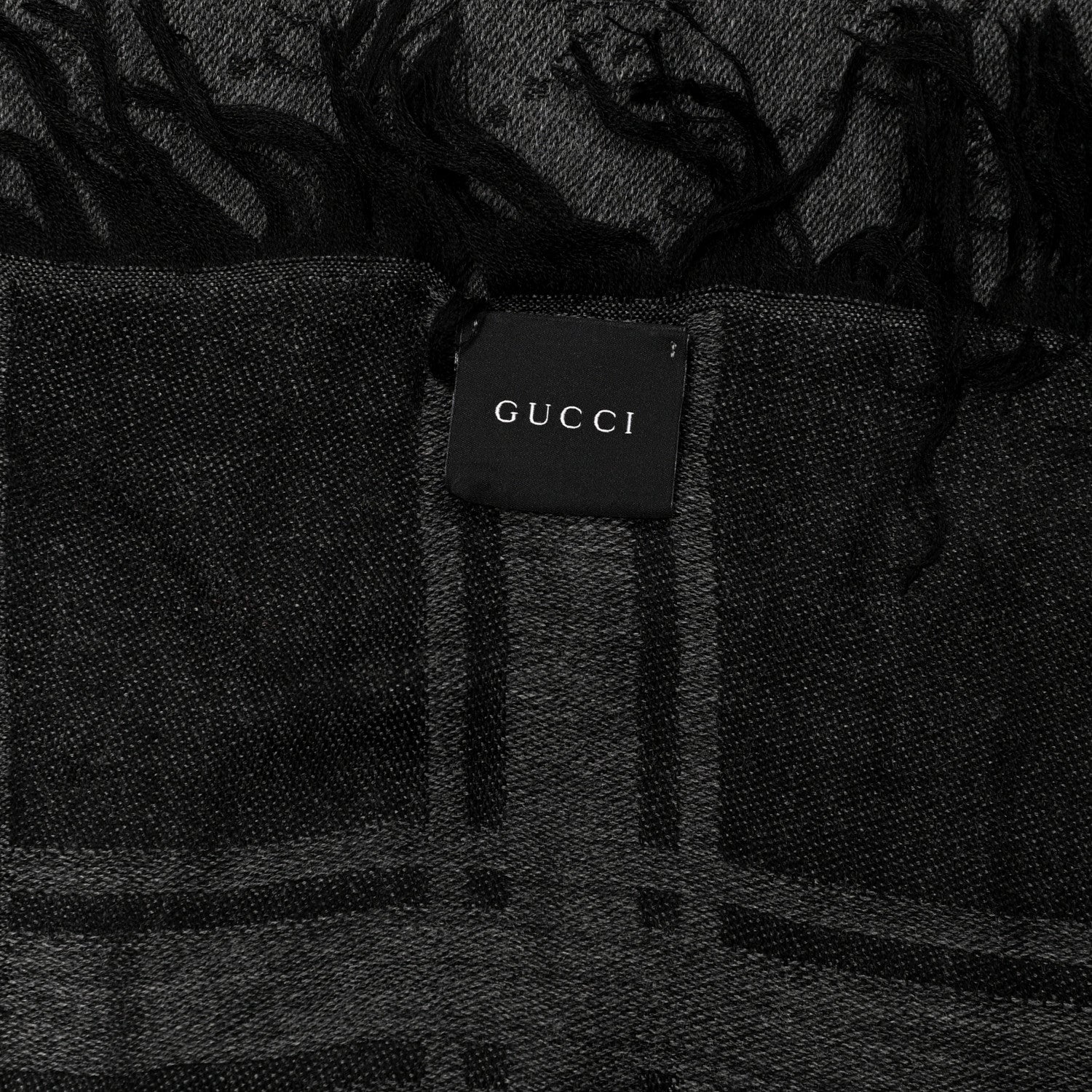 Gucci Wool Silk Diamante Monogram Shawl Grey 3 of 4