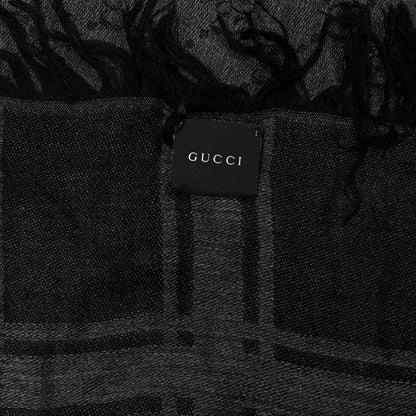 Gucci Wool Silk Diamante Monogram Shawl Grey 3 of 4