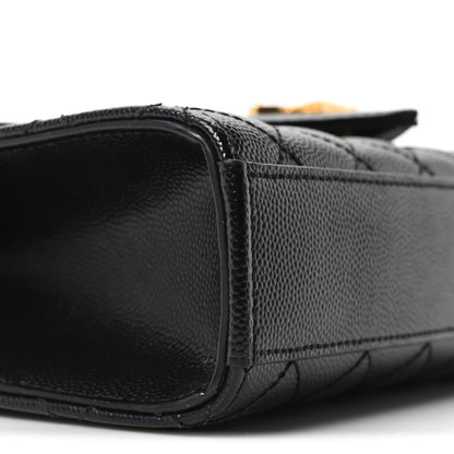 Saint Laurent Grain De Poudre Textured Mixed Matelasse Triquilt Small Monogram Satchel Black 8 of 10