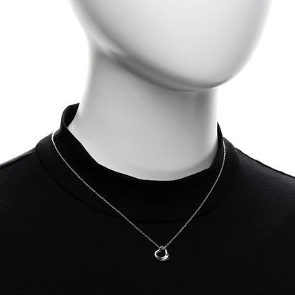 Tiffany Sterling Silver Elsa Peretti 11mm Open Heart Pendant Necklace 2 of 5