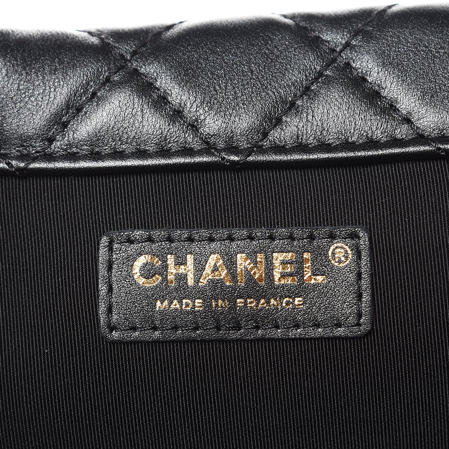 Metallized Calfskin Quilted XXL Travel Flap Bag Black