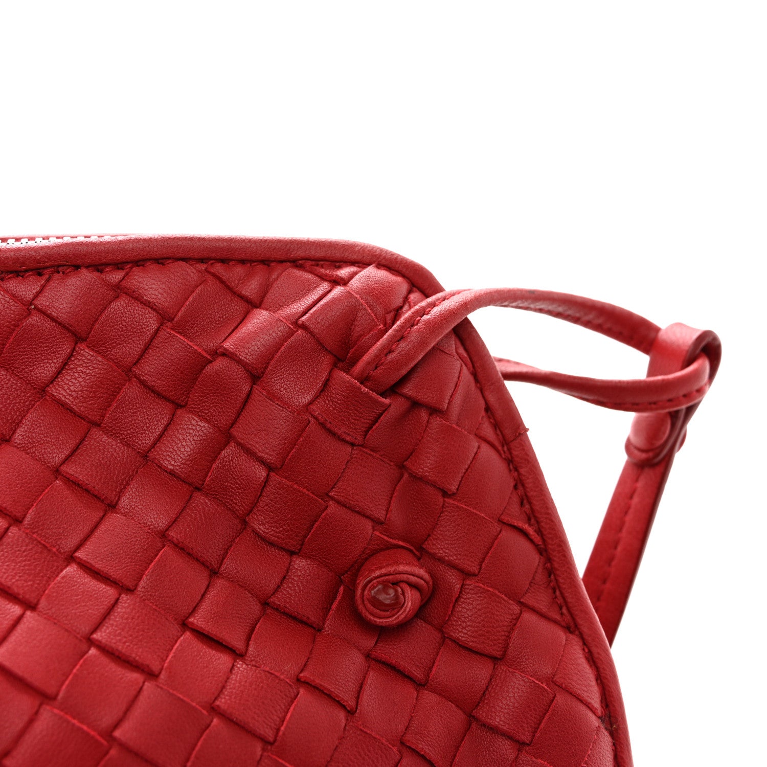 Bottega Veneta Nappa Intrecciato Nodini Crossbody Messenger Red 12 of 13