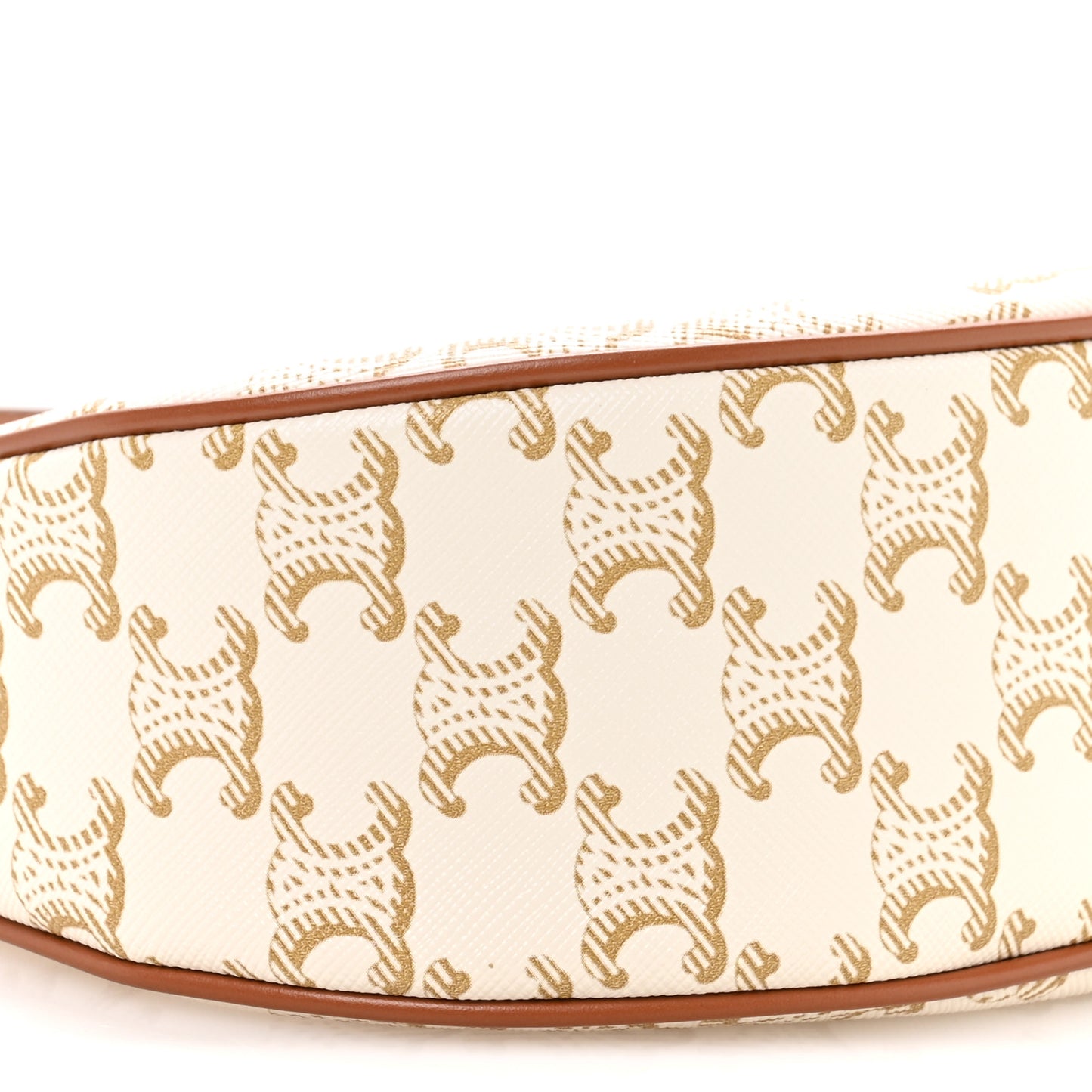 Canvas Calfskin Ava Triomphe Shoulder Bag White