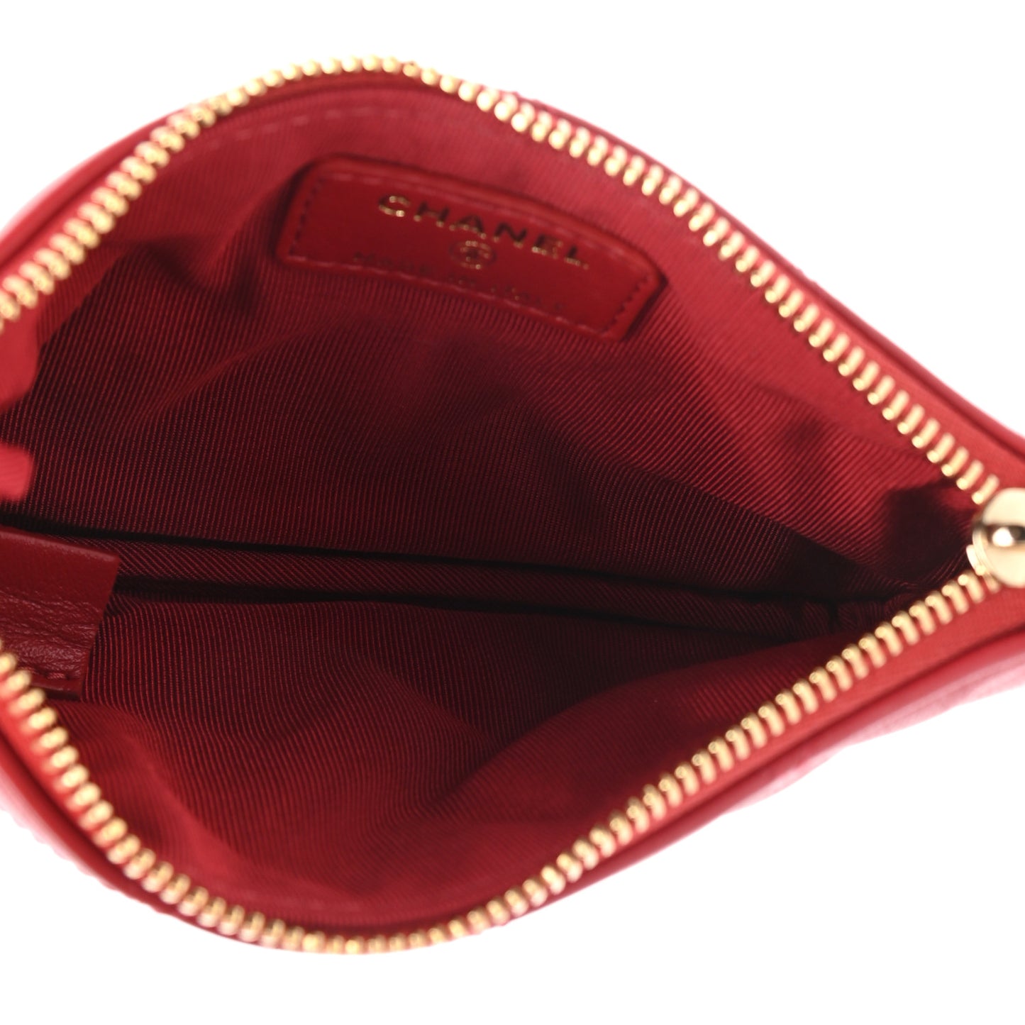 Lambskin Quilted Small Cosmetic Case Red