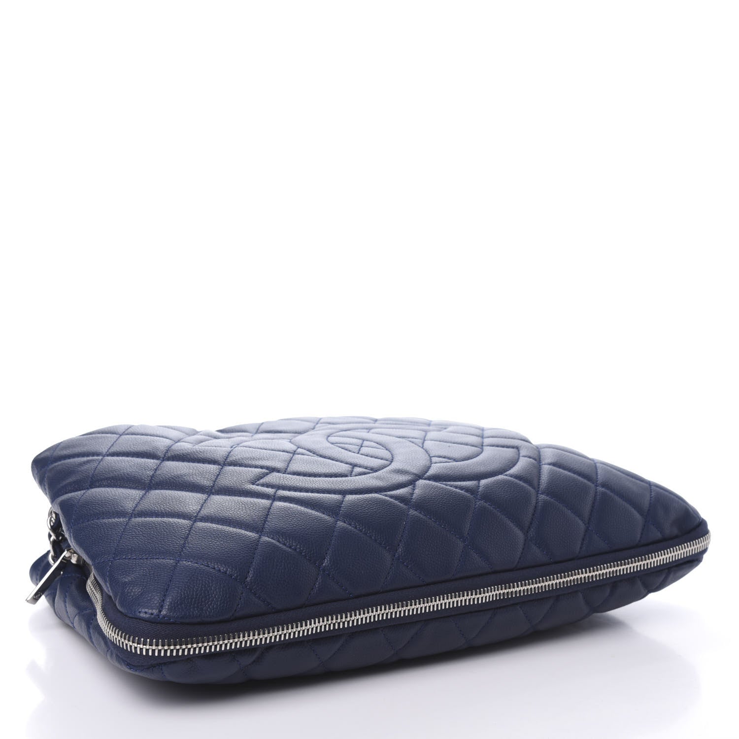 Chanel Caviar Quilted Expandable Zip Shoulder Bag Blue 5 of 18