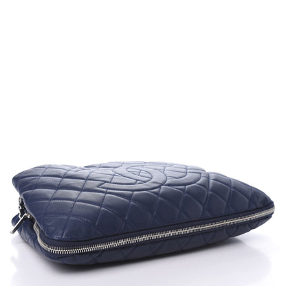 Chanel Caviar Quilted Expandable Zip Shoulder Bag Blue 5 of 18