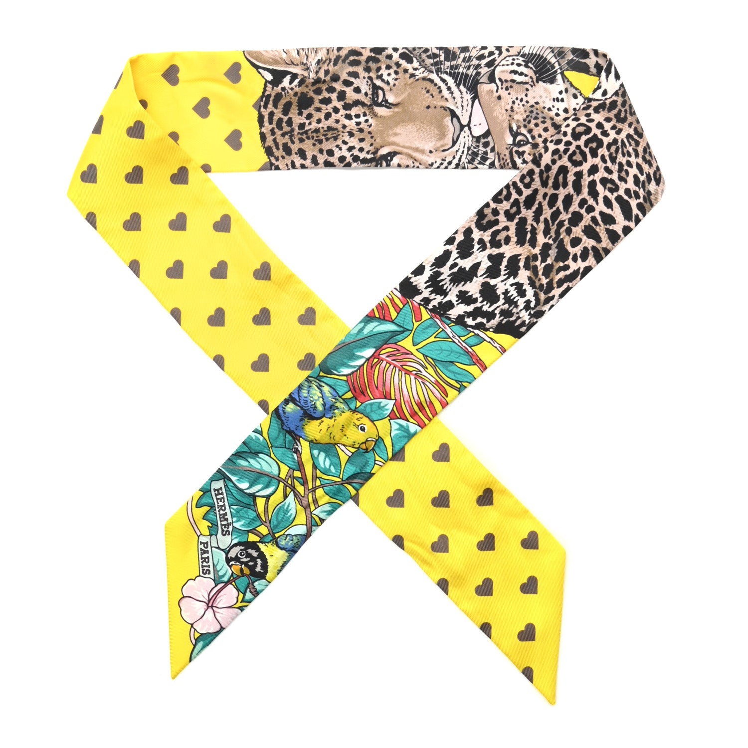 Hermes Silk Jungle Love Love Twilly Jaune Vif Canard 1 of 5