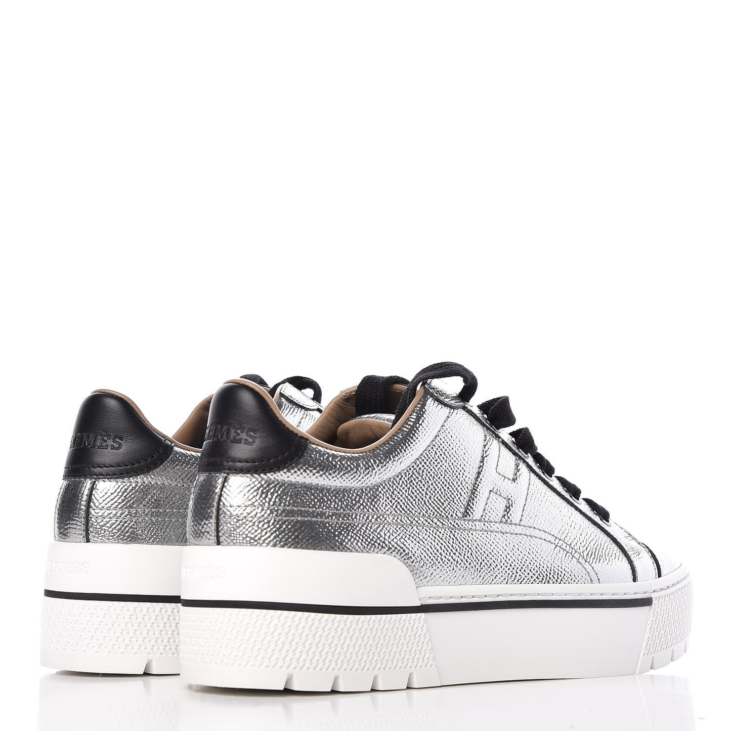 Metallic Epsom Womens Voltage Sneakers 36 Gris Argente Vieilli Black