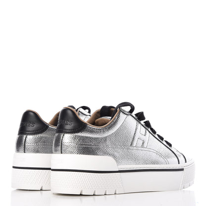 Hermes Metallic Epsom Womens Voltage Sneakers 36 Gris Argente Vieilli Black 4 of 9