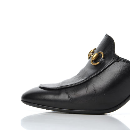 Gucci Malaga Kid Horsebit Princetown Mid Heel Mules 36.5 Black 9 of 21