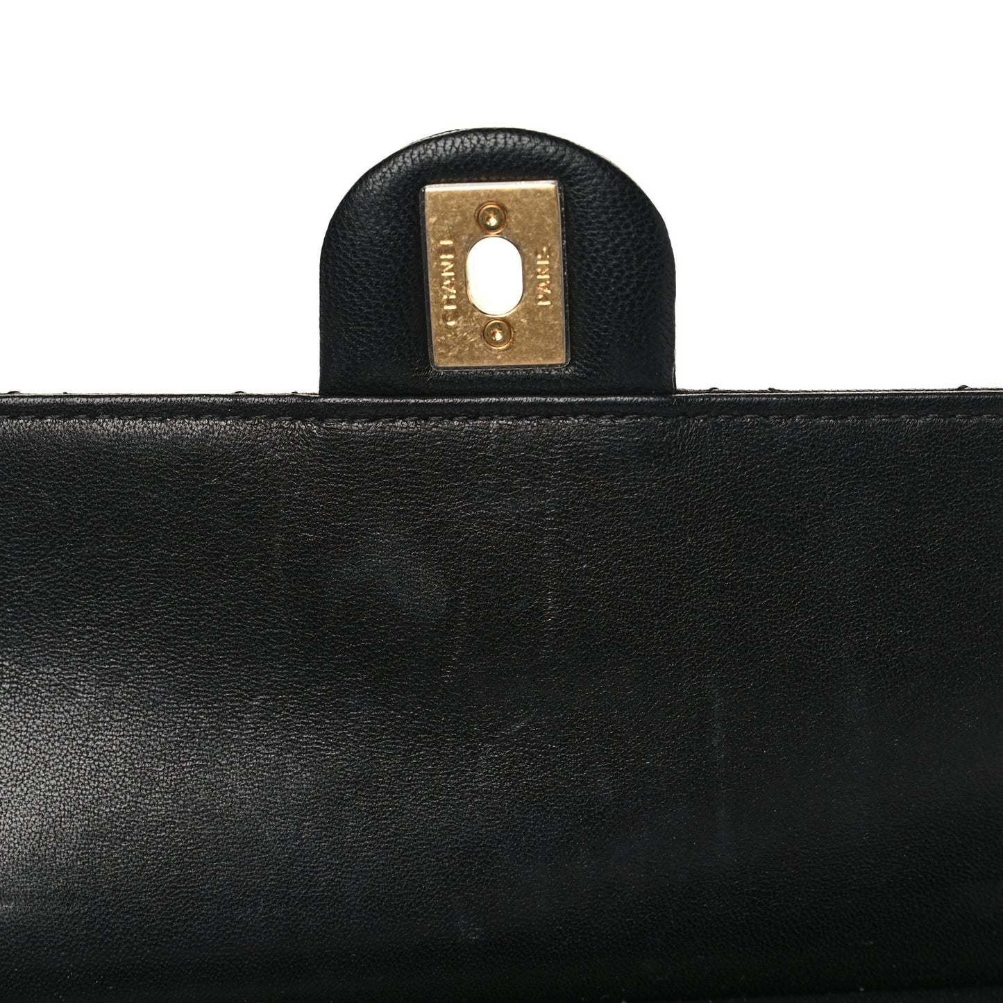 Lambskin Quilted Large Pearl Chain Flap Bag Black