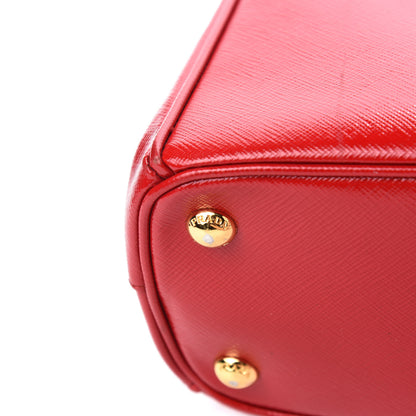 Prada Saffiano Vernice Mini Galleria Double Zip Tote Rosso 8 of 13