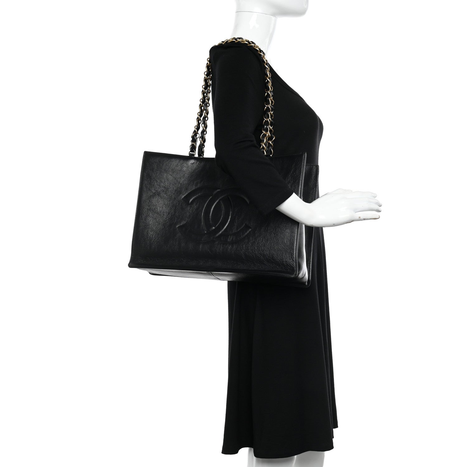 Chanel Shiny Aged Calfskin Shopping Bag Black 2 of 10