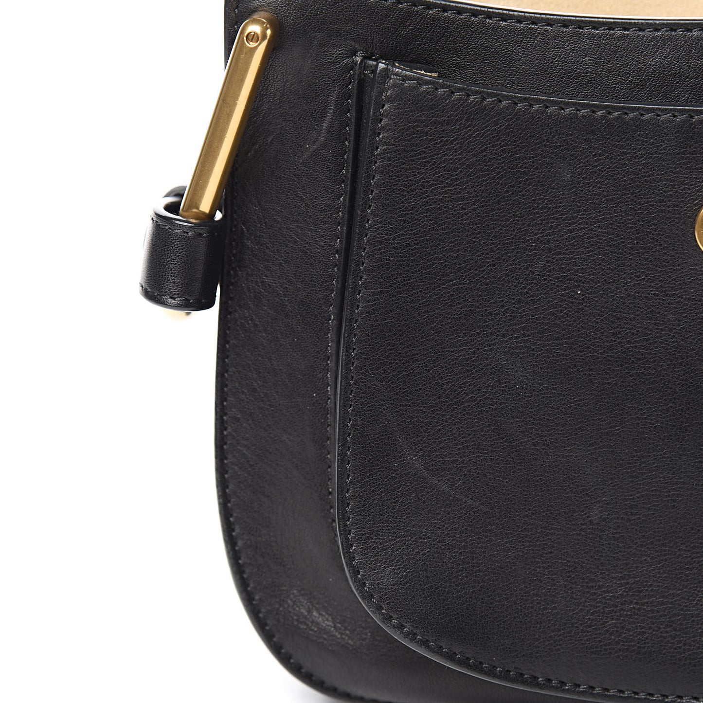 Calfskin Small Charm Hudson Shoulder Bag Black