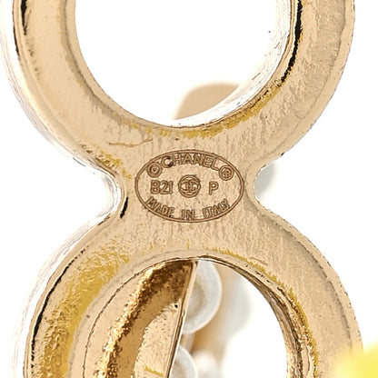 Chanel Metal Pearl CC Coco Climber Clip On Earrings Gold 3 of 5