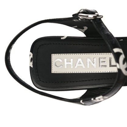 Chanel Printed Lambskin CC Sandals 38 Black 8 of 9