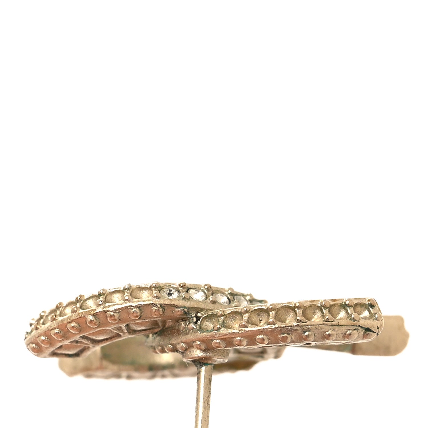 Chanel Crystal Timeless CC Earrings Light Gold 5 of 6