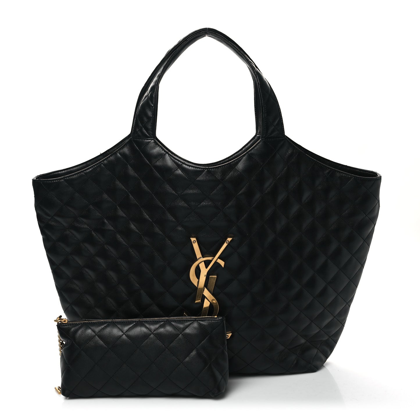 Lambskin Quilted Maxi Icare Shopping Tote Black