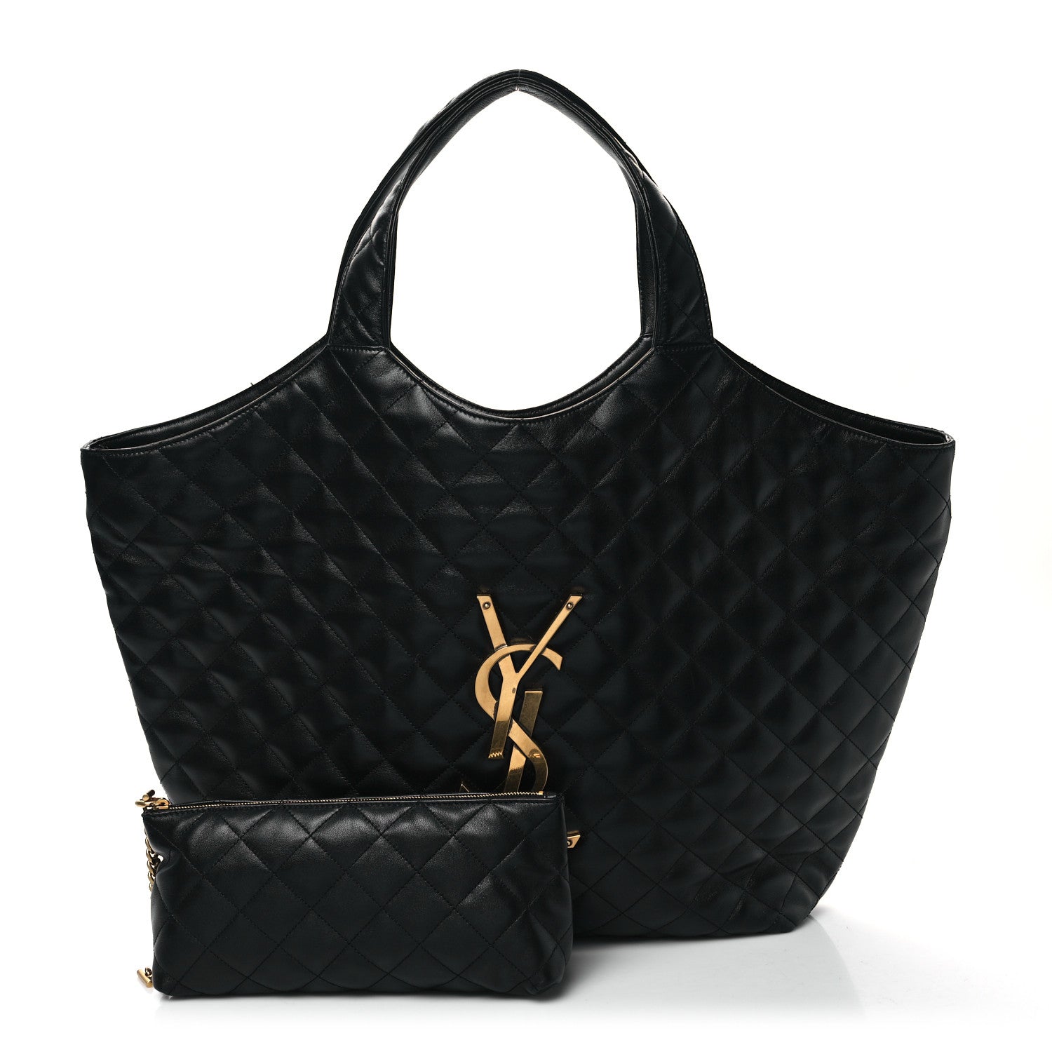 Saint Laurent Lambskin Quilted Maxi Icare Shopping Tote Black 3 of 12