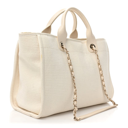 Chanel Mixed Fibers Small Deauville Tote White 4 of 17