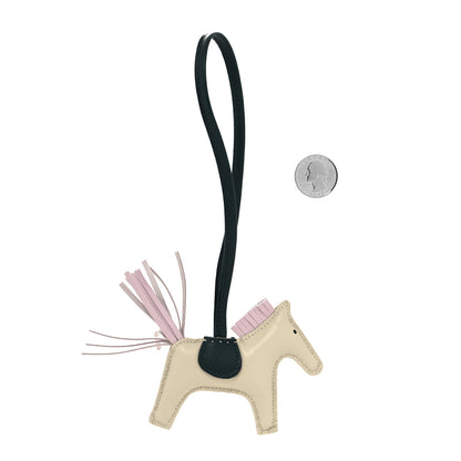Hermes Milo Lambskin Grigri Rodeo Horse Bag Charm PM Craie Mauve Pale Vert Cypress 2 of 3