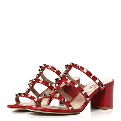 Valentino Garavani Calfskin Rockstud 60mm Caged Slide Sandals 36 Rosso Valentino 3 of 13