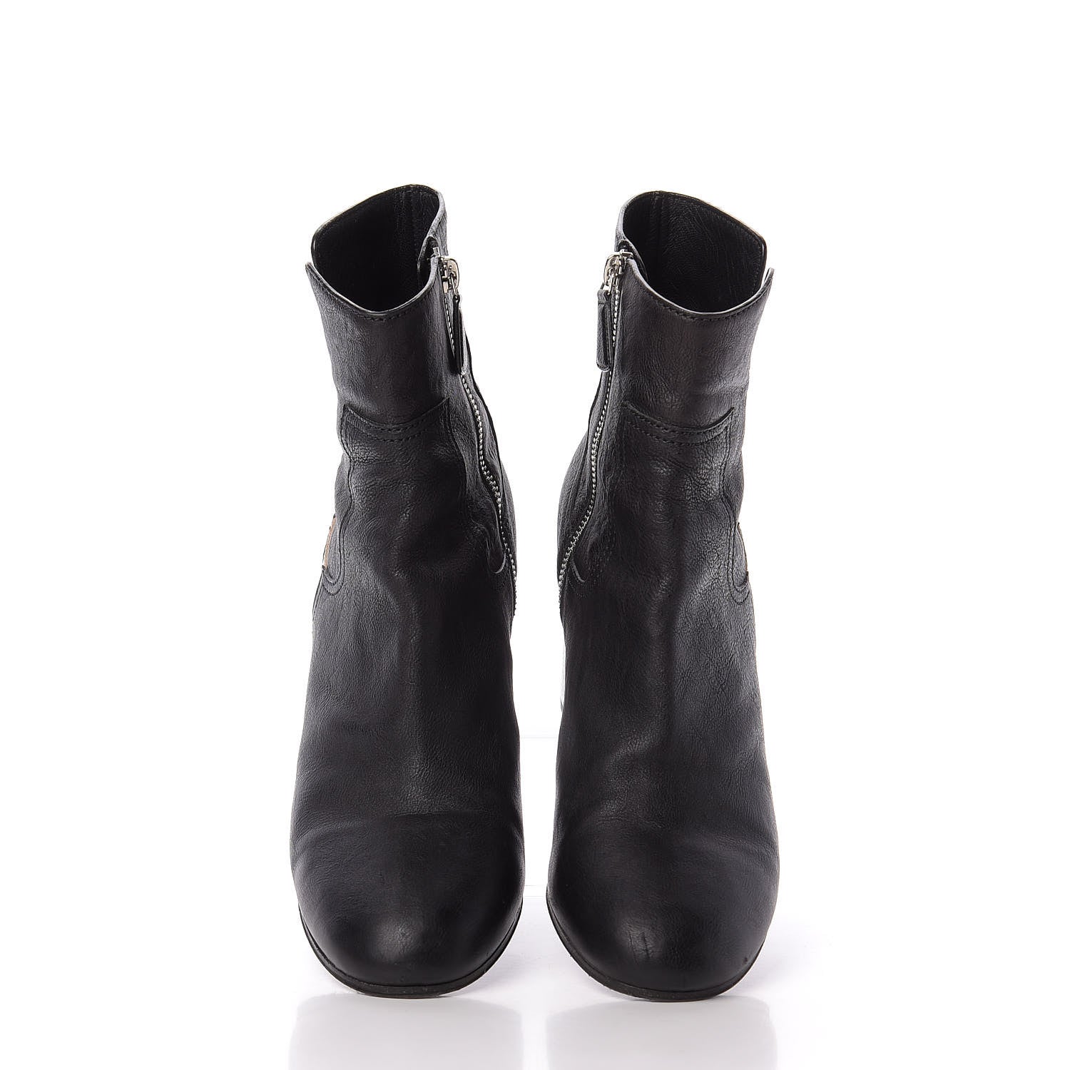Chanel Goatskin Calfskin CC Short Boots 41 Black White 5 of 13