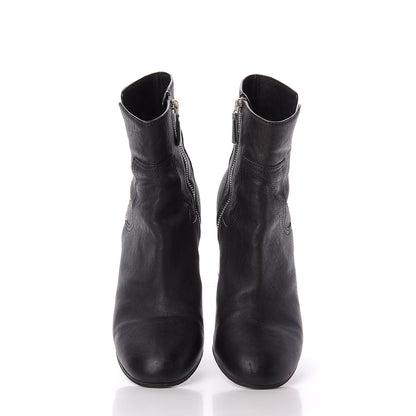 Chanel Goatskin Calfskin CC Short Boots 41 Black White 5 of 13