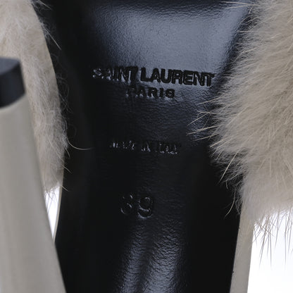 Saint Laurent Mink Calfskin Roy Mule Sandals 39 Cream 16 of 23