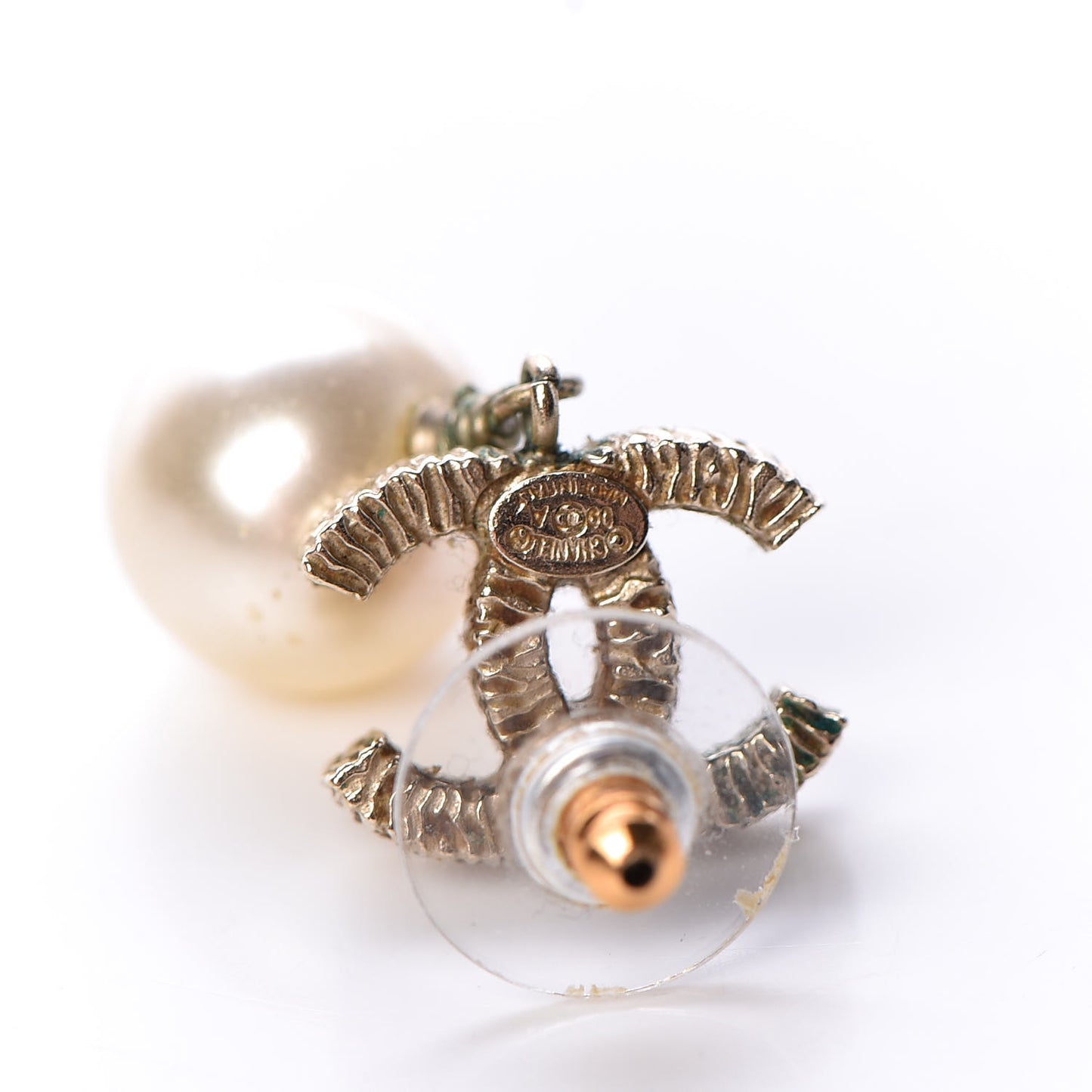 Pearl CC Drop Earrings Gold