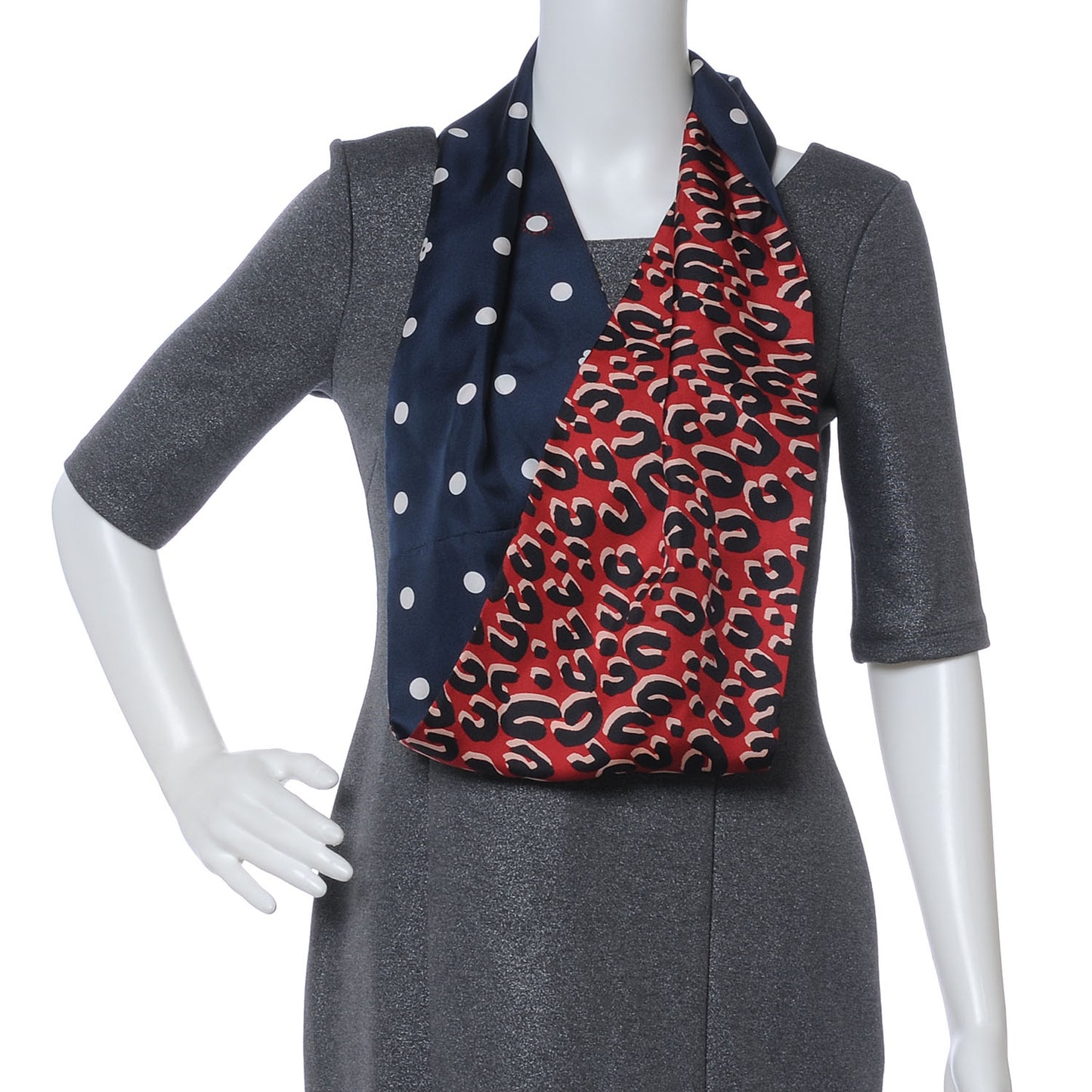 Silk Leopard Snood Scarf Red